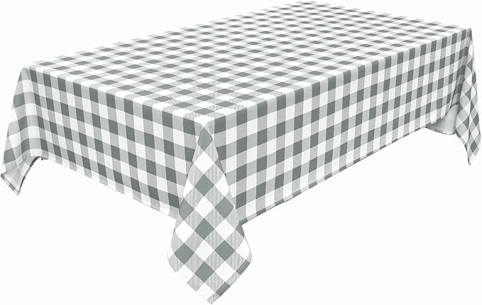 Classic Gingham Plaid Tablecloth Fabric - Rectangular 58x102 Inch Water Resistant Checked Table Cloth for Indoor/Outdoor Use - Table Cover for Kitchen, Picnics, Gardens, and Parties