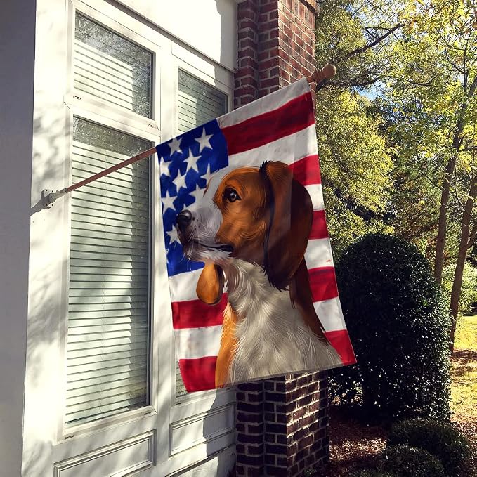 Caroline's Treasures CK6397CHF American English Coonhound American Flag House Flag Large Porch Sleeve Pole Decorative Outside Yard Banner Artwork Wall Hanging, Polyester, House Size, Multicolor