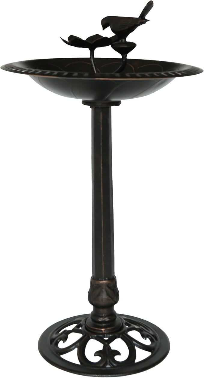 Christopher Knight Home Anessa Outdoor Aluminum and Iron Bird Bath, Shiny Copper