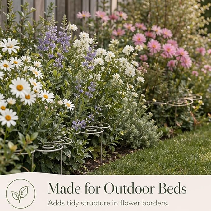 Metal Plant Support Ring for Garden Peony Cage Stand Indoor Pots Flower Hoop, Decorative Outdoor Peonies Grow Through Rings, Large Dahlia Stake, Pothos Climber Pole(2PCS,Large)