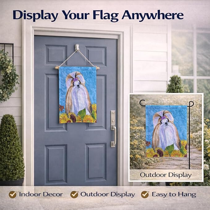 Caroline's Treasures SS4234GF Shih Tzu in Summer Flowers Garden Flag Mailbox Flag Decorative Yard Flag Banner Outside Patio Artwork Yard Flower Beds, Garden Size, Multicolor