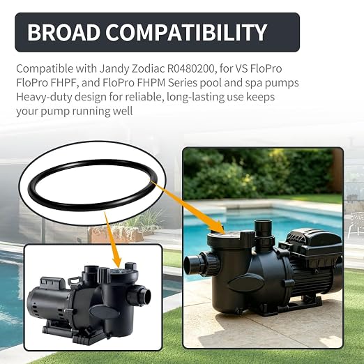 R0480200 Lid O-Ring for Jandy Zodiac VS FloPro and FHPF Pool Pump | Fits FHPM Series Pool and Spa Pumps, Models VSFHP085AUT VSFHP085JEP VSFHP165AUT VSFHP165JEP, With Silicone Grease 2-Pack