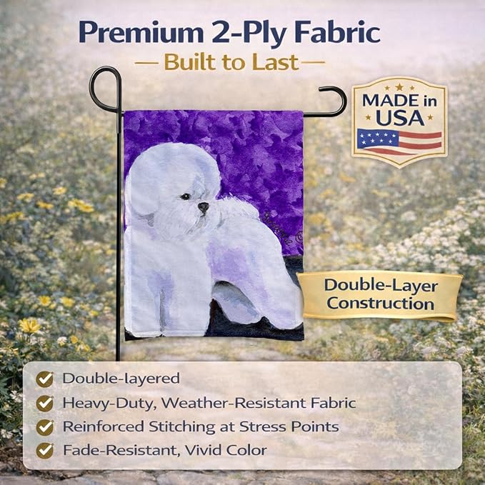 Caroline's Treasures SS8692GF Bichon Frise Garden Flag Mailbox Flag Decorative Yard Flag Banner Outside Patio Artwork Yard Flower Beds, Garden Size, Multicolor