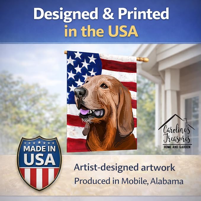 Caroline's Treasures CK6698CHF Segugio Italiano Dog American Flag House Flag Large Porch Sleeve Pole Decorative Outside Yard Banner Artwork Wall Hanging, Polyester, House Size, Multicolor
