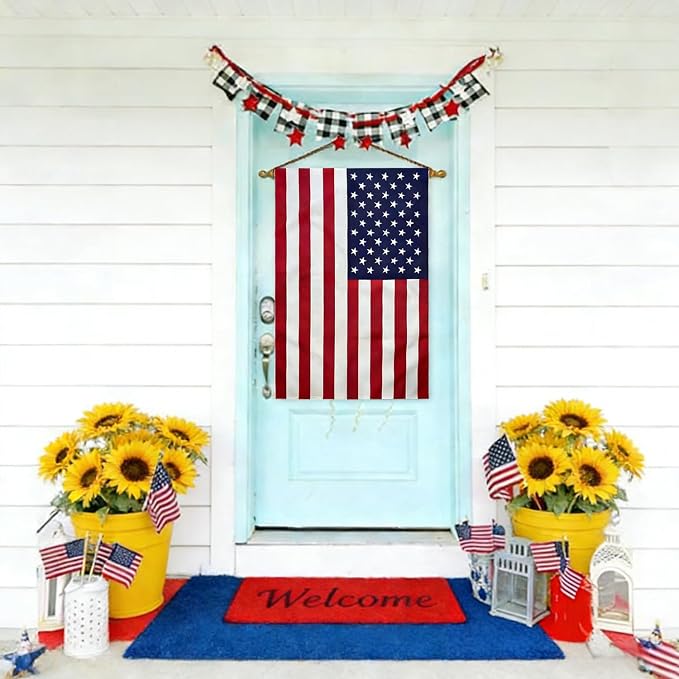 28 x 40 Inch Large Size American Flag Lights,USB Powered Light Up American Garden Flag(Power Supply not Included),Memorial Day,4th of July Decorations,Lighted Garden Outdoor Flag