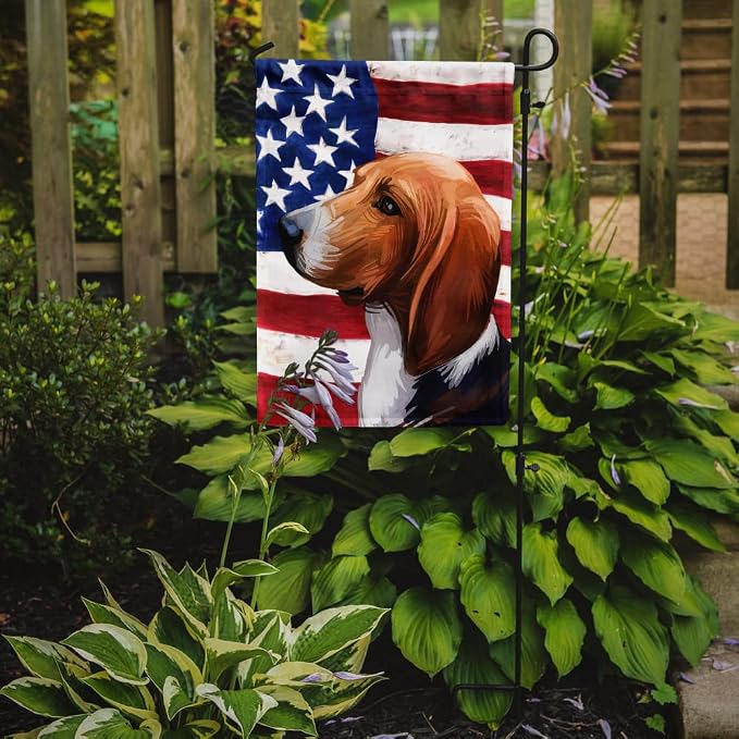 Caroline's Treasures CK6746GF Treeing Walker Coonhound American Flag Garden Flag Mailbox Flag Decorative Yard Flag Banner Outside Patio Artwork Yard Flower Beds, Garden Size, Multicolor