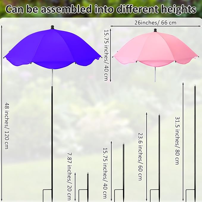 8 Pcs 26 Inch Plant Umbrellas for Outdoor Plants Garden Umbrella Shade for Potted Plant, Garden Bed Flower Pot Provide Shade to ‌defend Blazing Sun (8 Colors)