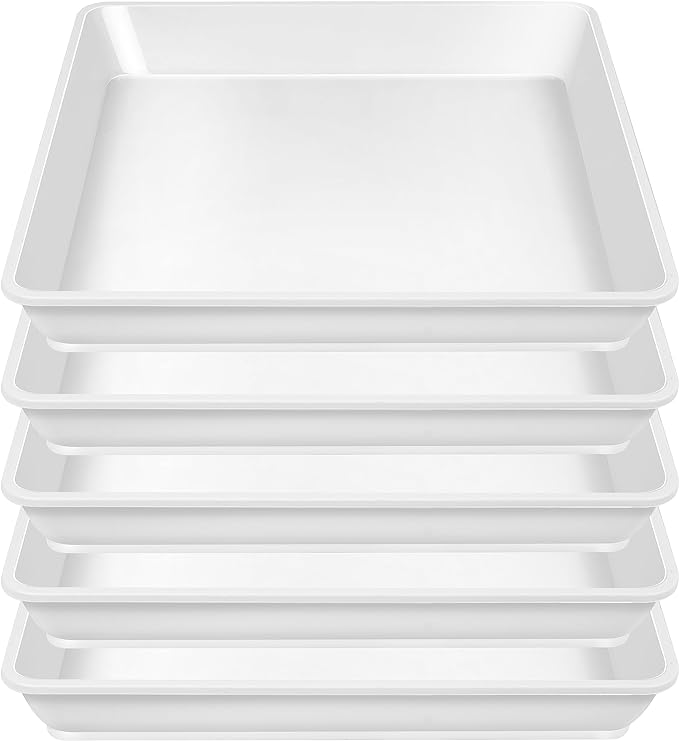 LWALRS Square Plant Saucer 10 Inch, 5 Pack Plastic Plant Water Dray Tray Plants, Pot Saucers for Plants Square Planters for Indoors and Outdoors Plants，Saucer for Plant Pots.