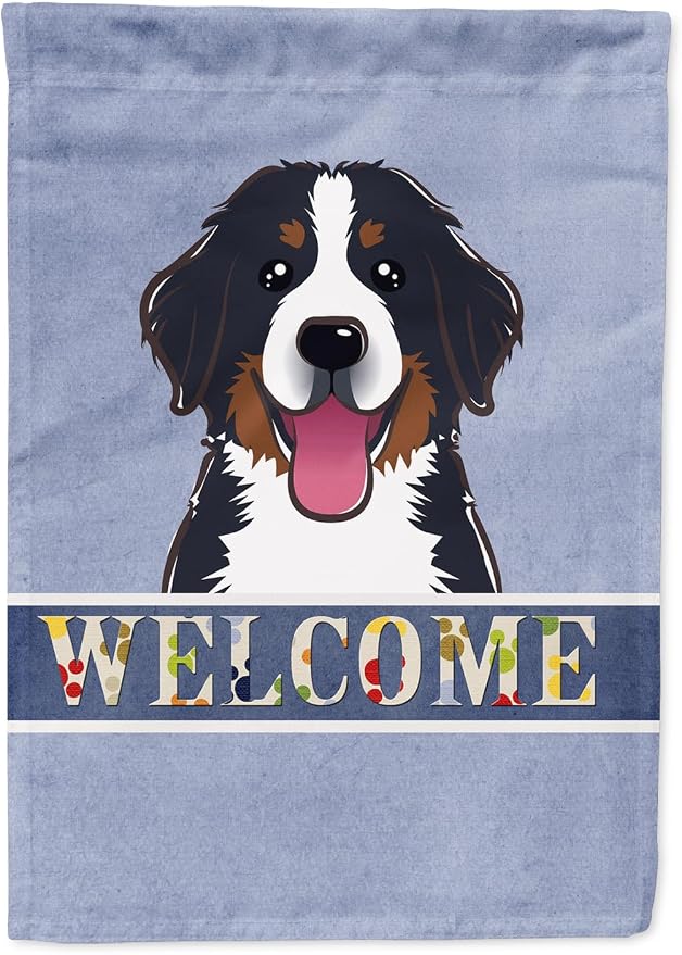 Caroline's Treasures BB1423GF Bernese Mountain Dog Welcome Garden Flag, Blue Mailbox Flag Decorative Yard Flag Banner Outside Patio Artwork Yard Flower Beds, Garden Size, Multicolor