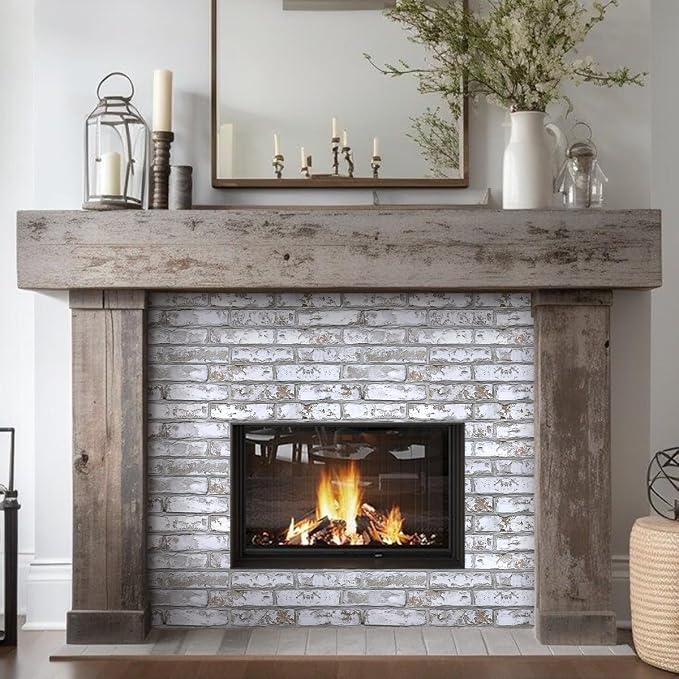 COMSTICKC 3D Gray-White Faux Brick Wall Stickers Peel and Stick Wall Covering, 12 pcs 22.8" x 11.8", Ultra-Light PVC Decorative Tiles Wall Panels, Designed for DIY Wall Upgrades Indoor, 22.48 sq.ft