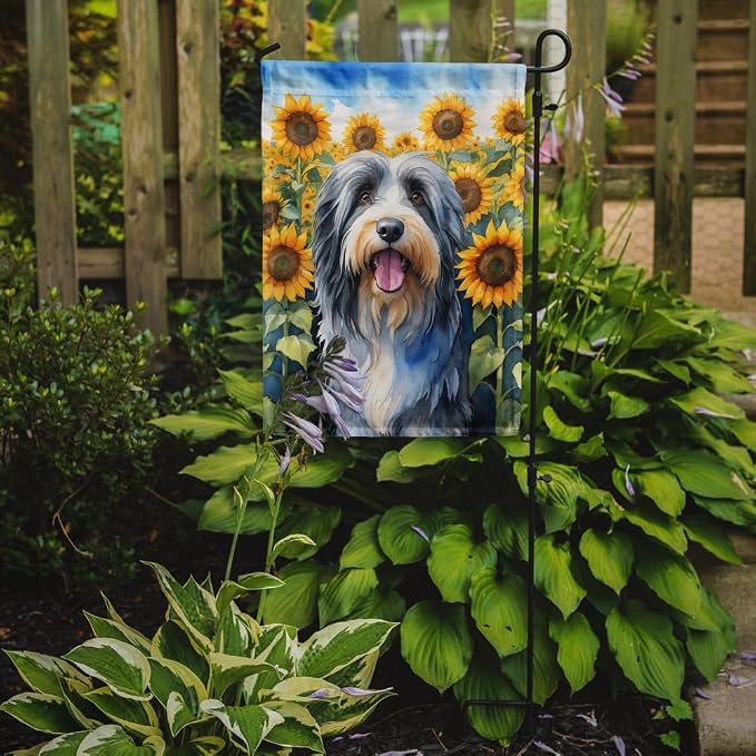 Caroline's Treasures DAC6020GF Bearded Collie in Sunflowers Garden Flag Mailbox Flag Decorative Yard Flag Banner Outside Patio Artwork Yard Flower Beds, Garden Size, Multicolor