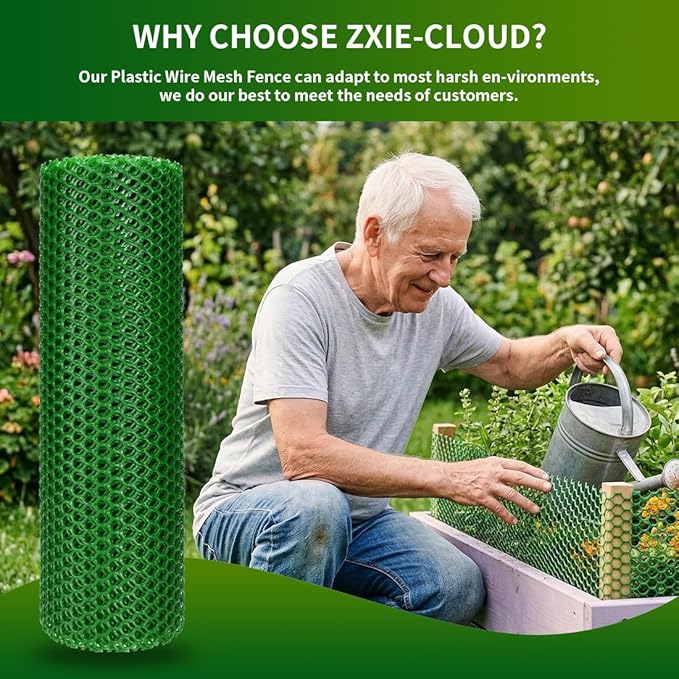 Plastic Chicken Wire Mesh Fence,Plastic Chicken Wire Roll 16in x 20ft,Garden Netting Fencing Barrier for Poultry, Animals, Pets and Balcony(Green)