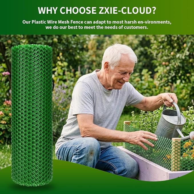 Plastic Chicken Wire Mesh Fence,Plastic Chicken Wire Roll 16in x 10ft,Garden Netting Fencing Barrier for Poultry, Animals, Pets and Balcony(Green)