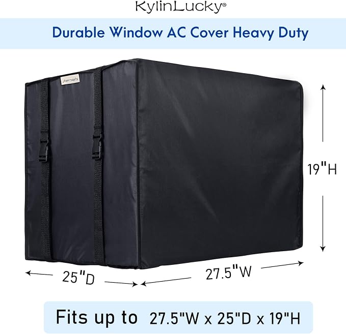 KylinLucky Window Air Conditioner Cover for Outside 27.5 x 25 x 19 inches | AC Cover with Water-Resistant Oxford Top, UV Resistant, Dust Protection, Black