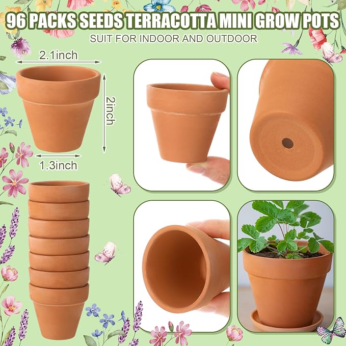 Reallnaive Baby Shower Party Favors Baby in Bloom Envelopes Seed Packets Include 96 Mini Terracotta Pots Seed Packets 96 Self Adhesive Envelopes Thank You Tags for Party(96 Pcs, Wildflower)