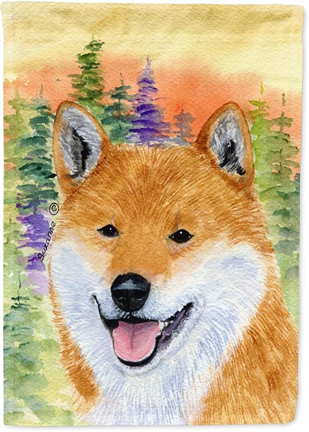 Caroline's Treasures SS8234GF Shiba Inu Garden Flag Mailbox Flag Decorative Yard Flag Banner Outside Patio Artwork Yard Flower Beds, Garden Size, Multicolor