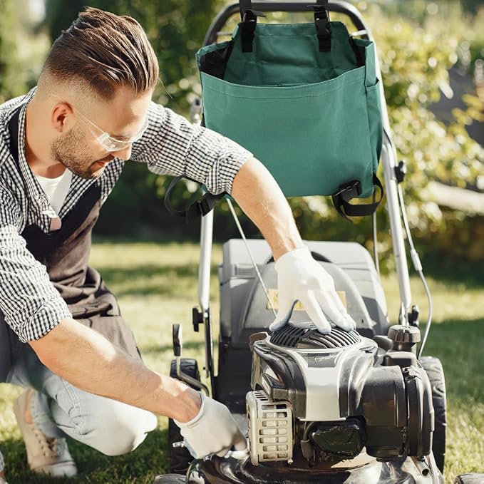 ORFOFE Large Capacity Lawn Mower Storage Bag Adjustable Oxford Fabric Mower Tool Organizer Detachable Garden Accessory Pouch for Outdoor Power Tools