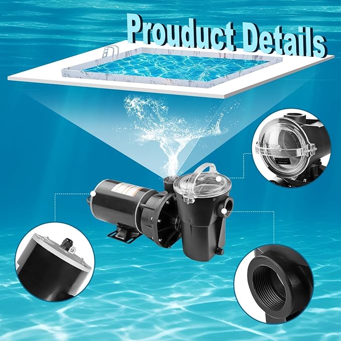 W3SP1580X15 1.5 HP Pool Pump, Single speed motor, 115V 11.2A 3450RPM 60Hz, Direct Replacement for Hayward PowerFlo LX Series