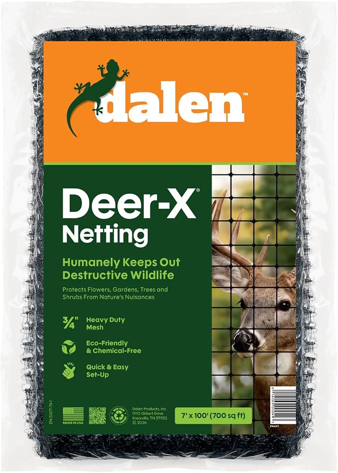 Dalen Deer-X Protective Netting for Gardens & Landscapes - 7 ft x 100 ft Black Garden Netting, 3/4-inch Mesh - Helps Deter Deer from Vegetables, Fruits & Flowers - Made of Weather-Resistant Plastic