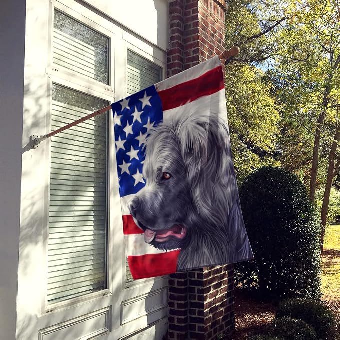 Caroline's Treasures CK6481CHF Caucasian Shepherd Dog American Flag House Flag Large Porch Sleeve Pole Decorative Outside Yard Banner Artwork Wall Hanging, Polyester, House Size, Multicolor
