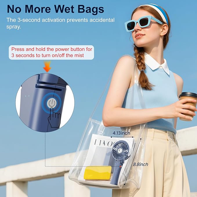 HandFan Upgraded Portable Handheld Misting Fan, Rechargeable Personal Mister Fan, Spray Water Mist Fans, Mini Cooling Hand Fans for Summer Beach Travel Concerts, Gifts for Women(Royal Blue)