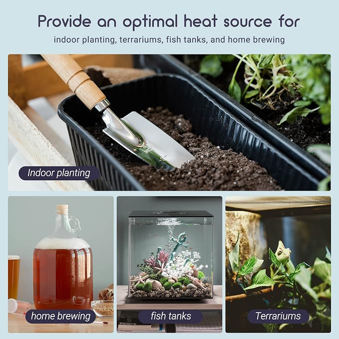 LUXBIRD Durable Waterproof Seedling Heating Mat 10”x 20.75” Warm Hydroponic Heating Pad for Indoor Plants Germination, IP67, MET Standard, LB-HM21W