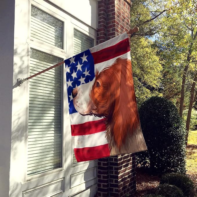 Caroline's Treasures CK6514CHF English Setter Dog American Flag House Flag Large Porch Sleeve Pole Decorative Outside Yard Banner Artwork Wall Hanging, Polyester, House Size, Multicolor