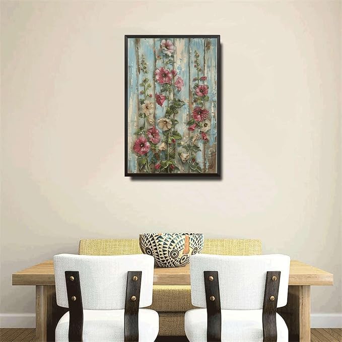 Metal Sign Tin Sign Vintage Wall Art Rustic Testimony Hollyhocks Tin Sign for Easy Installation Weather Resistant Design and Vintage E Sign Garden Outside for Bar 6×8 Inches with Metal Frame