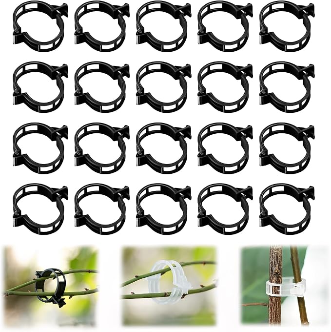50Pcs Secured Plastic Plant Clip, 2026 Upgrade Plant Support Clips Reusable Garden Clips, Garden Clips for Climbing Plants Tomato Grape Vine Vegetables Plant Fixing Clips (50, Black)