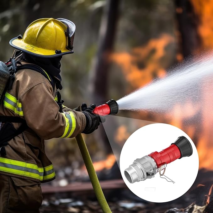 MorningRo 2 Fire Hose Nozzles Npsh/Npt Heavy-duty Industrial hose jet nozzle Thermoplastic Equipment Spray Fog with Aluminum Female and Male Aluminum Camlock Fitting for garden pool (1.5 Inches)