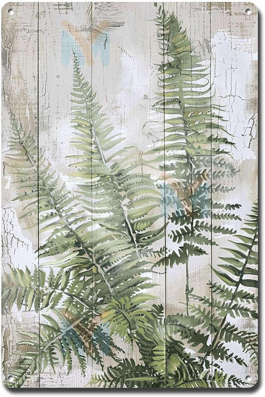 Metal Sign Tin Sign Vintage Wall Art Shabby Chic Maidenhair Fern Tin Sign for Antique Artistry Rustic Wall Art and Distressed Wood Acc Metal Signs Vintage for Pub 8×12 Inches