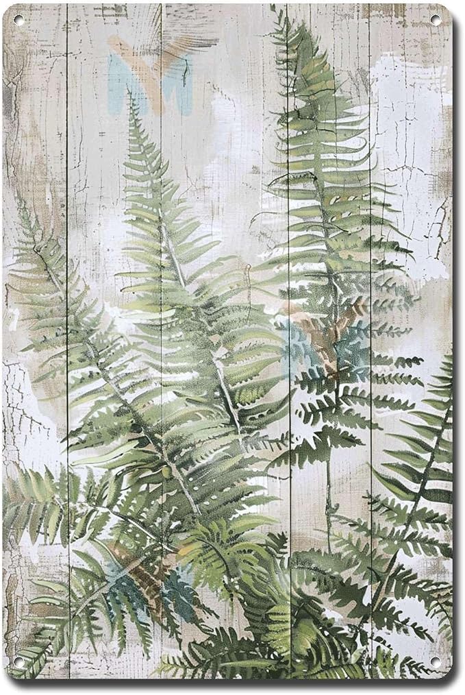 Metal Sign Tin Sign Vintage Wall Art Shabby Chic Maidenhair Fern Tin Sign for Antique Artistry Rustic Wall Art and Distressed Wood Acc Decor Outdoor for Restaurant 12×16 Inches