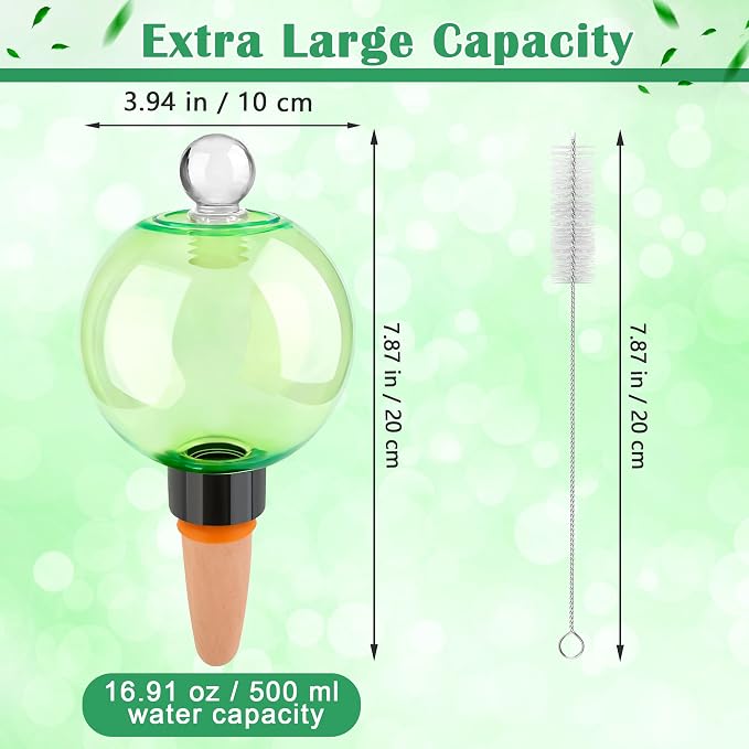 4+1 Pack Plastic Rainbow Plant Watering Globes, 16.91 oz Self Watering Planter Insert Top Fill Self-Watering Bulbs for Indoor Plants, with 1 Cleaning Brush