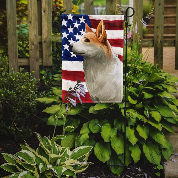 Caroline's Treasures CK6628GF Norrbottenspets Dog American Flag Garden Flag Mailbox Flag Decorative Yard Flag Banner Outside Patio Artwork Yard Flower Beds, Garden Size, Multicolor