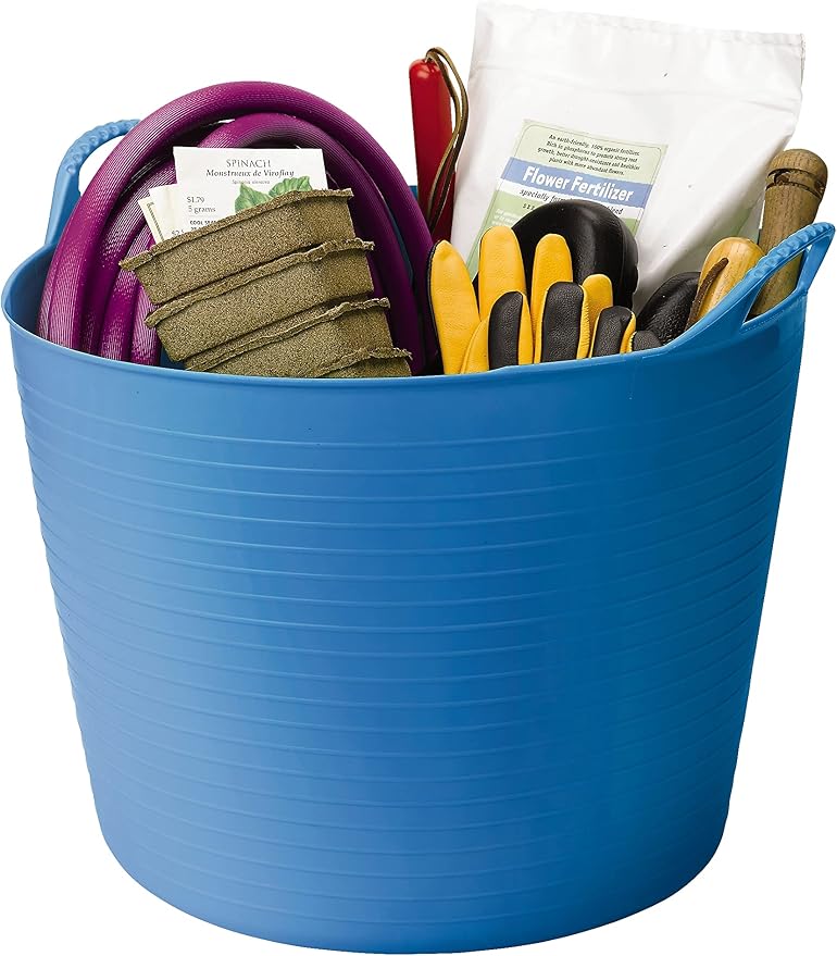 Red Gorilla Large Flexible Plastic Tub, Toy Storage, Laundry, Gardening & More, 38 Liter/10 Gallon, Blue