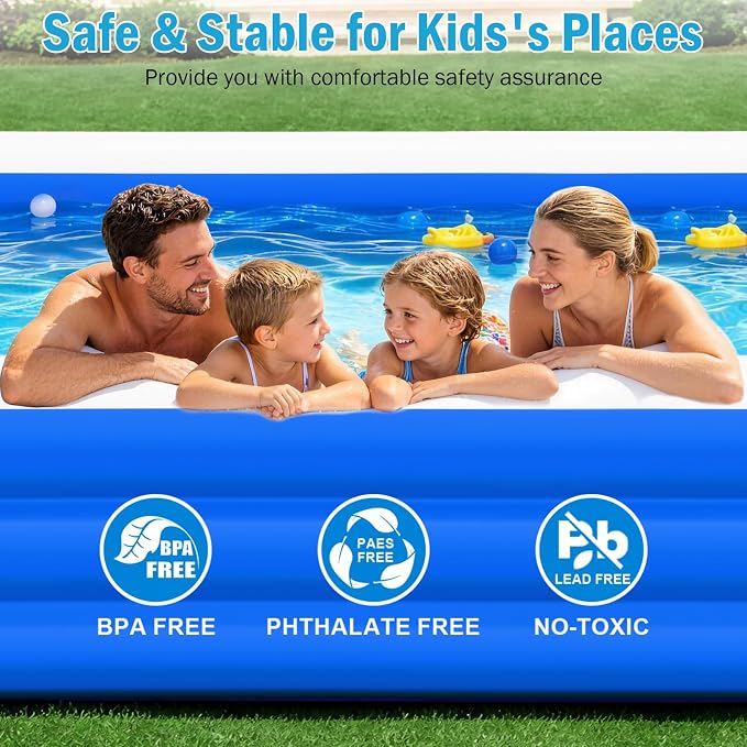 Extra Large Inflatable Swimming Pool for Adults - 180'' x 76'' x 22'' Extra Large Blow-Up Pool Oversized Thickened Family with Pump, 15FT Extra Long Inflatable Pools for Backyard, Easy Set Big Pool