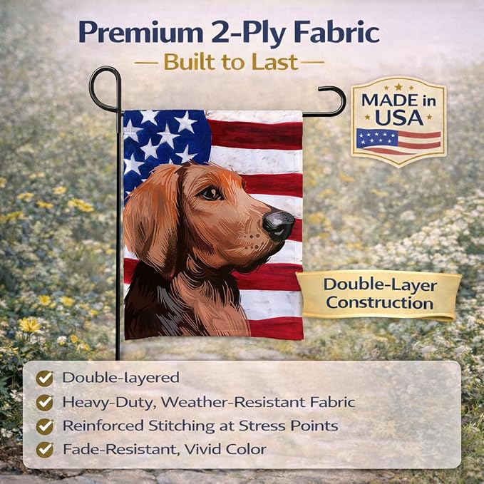Caroline's Treasures CK6652GF Polish Hound Dog American Flag Garden Flag Mailbox Flag Decorative Yard Flag Banner Outside Patio Artwork Yard Flower Beds, Garden Size, Multicolor