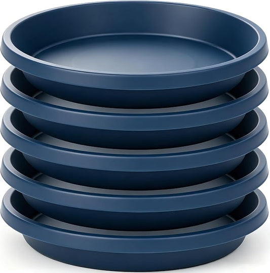 NIMYAU 5 Pack Plant Saucer 6 Inch,8 10 12 14 16 18 20 Inch, Heavy Sturdy Plant Trays for Pots, Plant Water Catcher Tray for Plants, Plastic Plant Saucers for Indoors no Holes