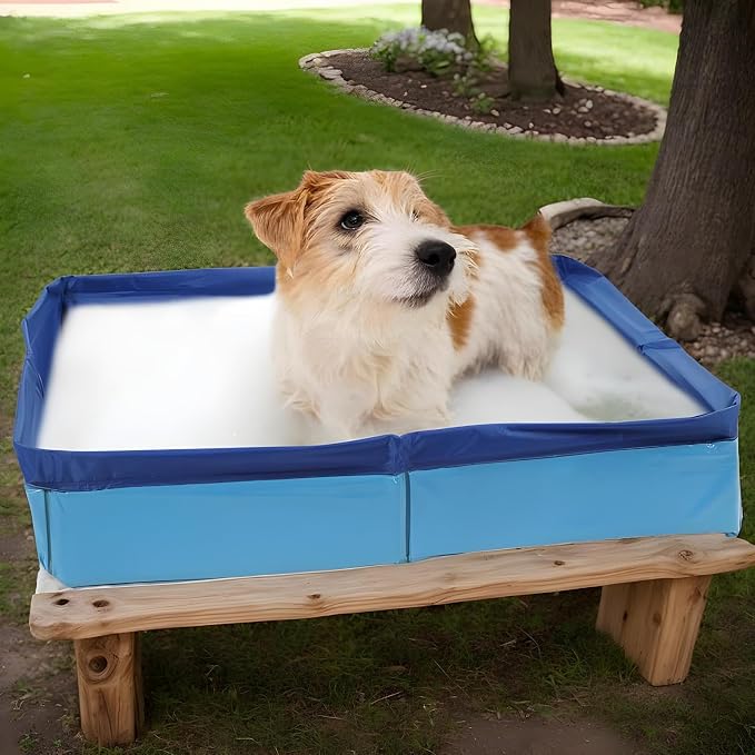 PVC Folding Pet Swimming Pool, 50×50cm Foldable Square Summer Cool Cat and Dog Swimming Pools, Non-Inflatable Dog Paddling Pool, for Puppy Cats Other Animals