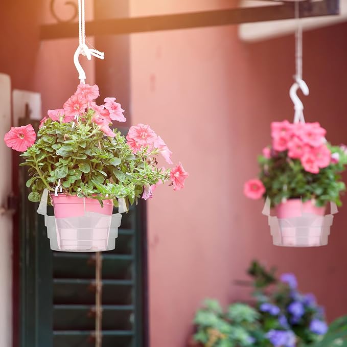 Baderke 12 Pcs Hanging Plant Water Catcher Tray Includes 4 Pcs Clear Plastic Plant Saucer Drip Pans for Indoor Outdoor Hanging Basket Flower Pot (6 8 10 Inch)