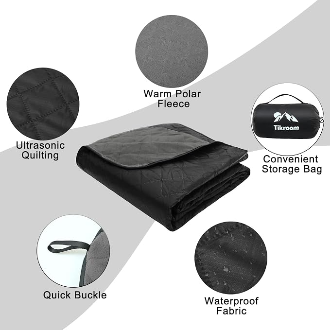 Large Waterproof Outdoor Camping Blanket 80 x 58 inch | Fleece Picnic Blankets Windproof Travel Stadium Blanket for Beaches Pets Car Camp Picnic Mat for Both Cold & Warm Weather