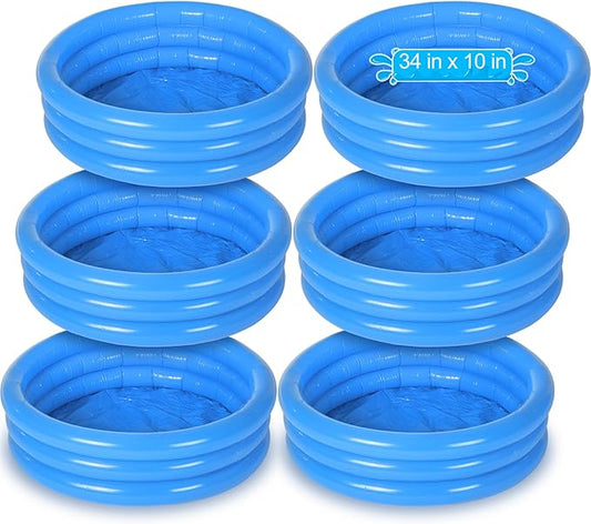 Jerify 6 Pack Kiddie Pool for Toddler 34 x 10 Inch Inflatable Kids Swimming Pool Small Baby Blow up 3 Rings Round Baby Padding Ball Pond for Indoor and Outdoor Water Game Play Center(Lively Style)