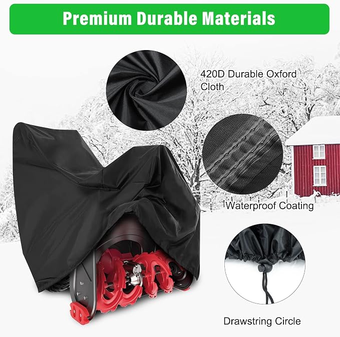 Snow Blower Cover, 420D Waterproof Oxford Cloth, Universal Fit, Outdoor Protection, Snowblower Cover Universal - Black