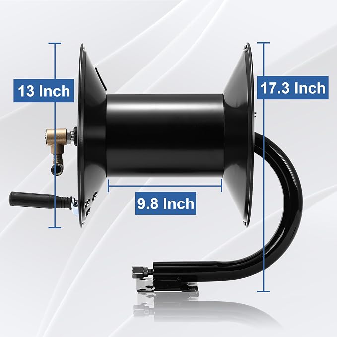 Tool Daily Pressure Washer Hose Reel 200 FT, Heavy Duty Steel Hose Reel for Power Washer, 3/8" Hose Reel Hand Crank, 4000 PSI