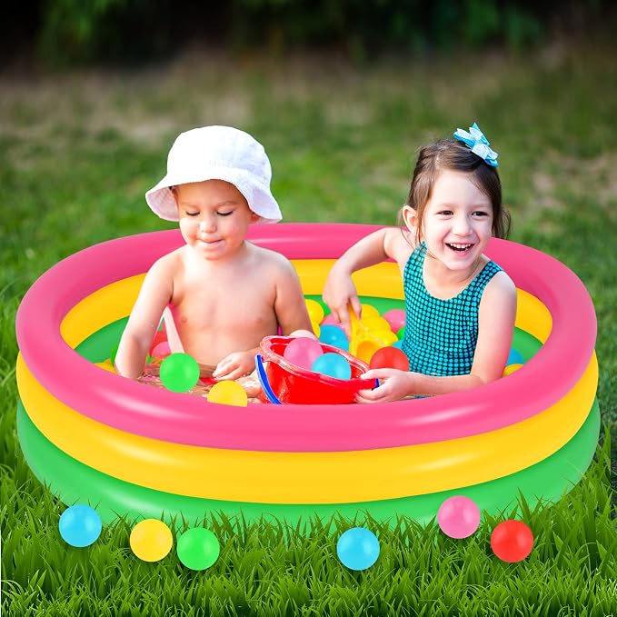Honoson 47.2 Inch Inflatable Kiddie Pool Baby Pool with 50 Pcs Balls, Inflatable Swimming Pools Blow up for Beach Water Play Backyard Summer Indoor and Outdoor Party Supplies