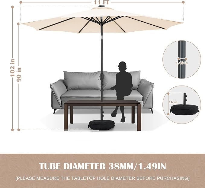 Sundale Outdoor Olefin 5-Year-Non-Fading Patio Umbrella with Sand Bag Base, Outdoor Umbrella with Tilt and Crank, Red