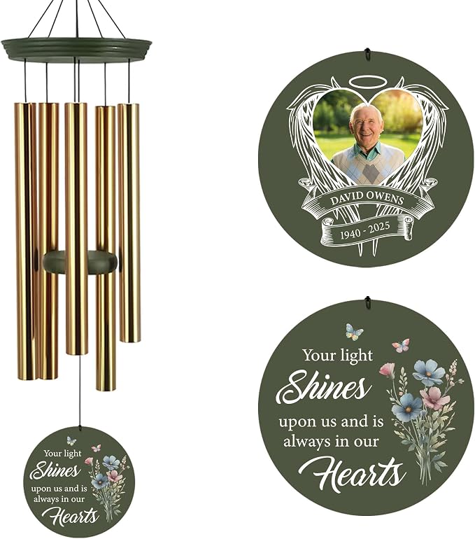 ASTARIN Personalized Wind Chimes in Memory of a Loved One, Bereavement Gifts for Loss of Father, Memorial Gifts Sympathy Deep Tone Wind Chimes for Outdoor, 30/36 inch Garden Decor(Produced in Texas)
