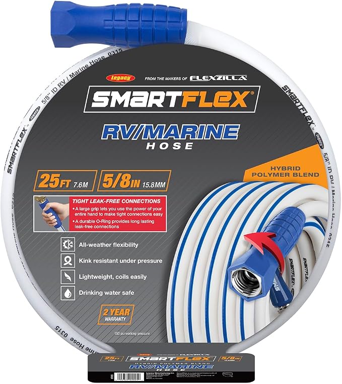 SmartFlex RV/Marine Water Hose, 5/8 in. x 25 ft., Hybrid, White - HSFRV525