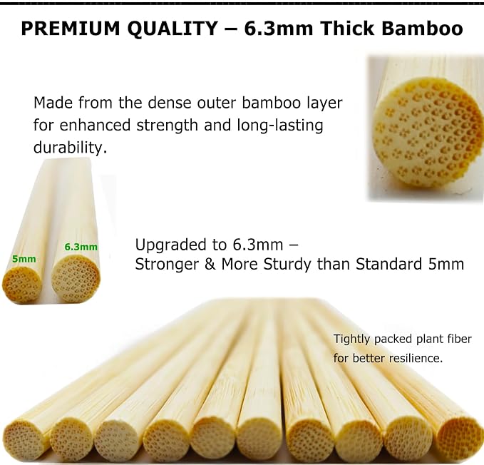 125 Pack 17.5'' Natural Bamboo Plant Stakes, Wood Plant Supports, Wood Garden Sticks for Plants Tomato Floral Potted, Wooden Sign Posting Garden Sticks – More Sizes 17.5"/24"/30"/36"