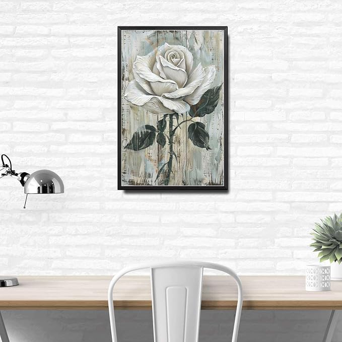 Metal Sign Tin Sign Vintage Wall Art Vintage Rose Bloom Tin Sign for Rustic Wall Art Shabby Chic Gardens and Corrosion Resistant Alumi Garden Tin Signs for Room 12×16 Inches with Metal Frame